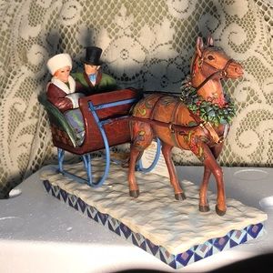 Jim Shore Christmas Couple in Horse-Drawn Sleigh